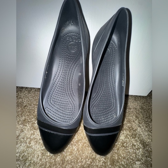 Womens Crocs Alice Black Patent Cap Toe Casual Comfort Ballet Flats Size 9 - Picture 11 of 14